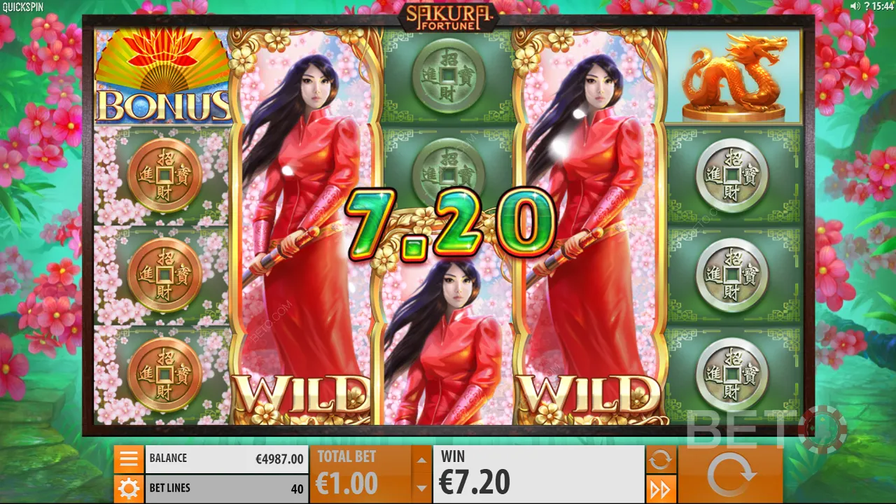 Hrateľnosť video automatu Sakura Fortune