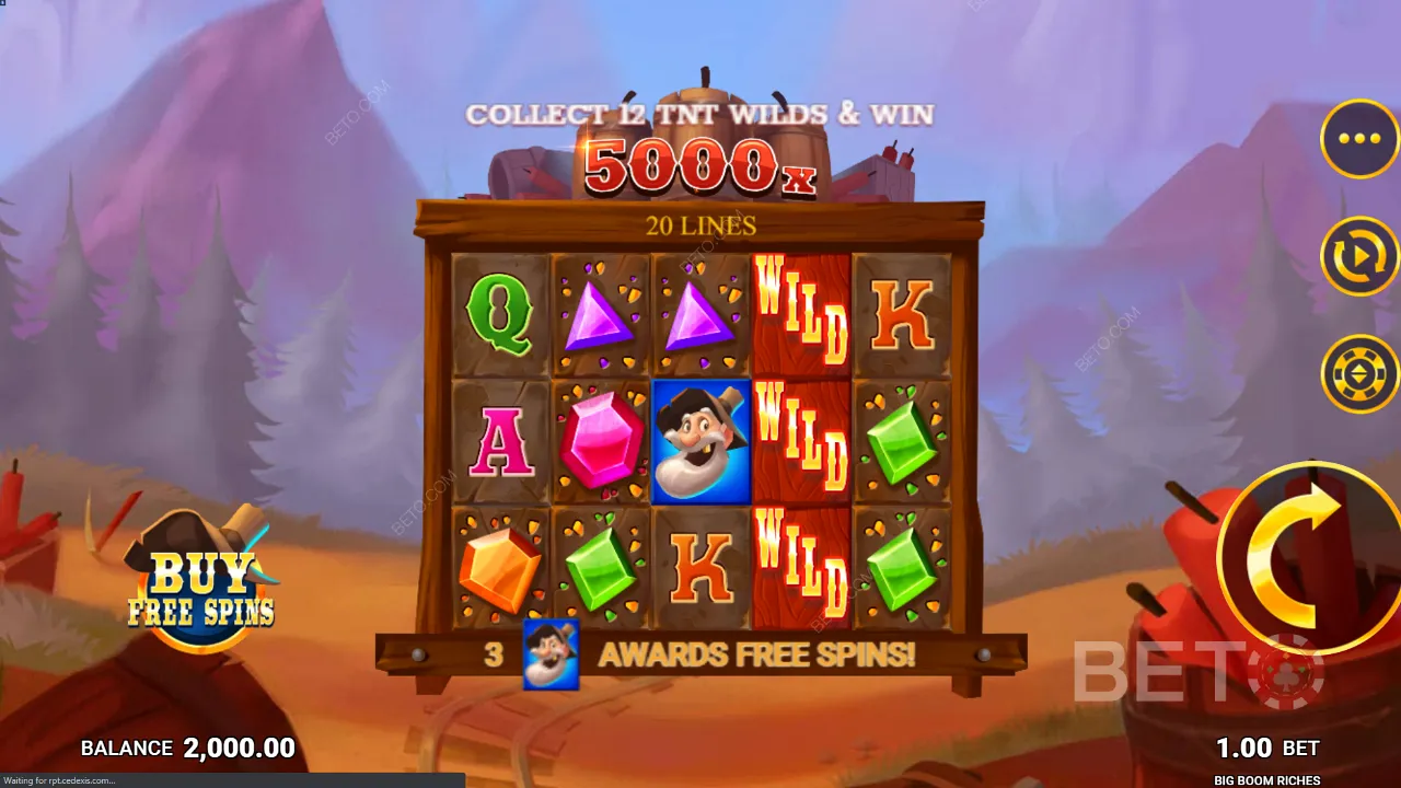 Ukážka hry Big Boom Riches zobrazujúca ostré animácie